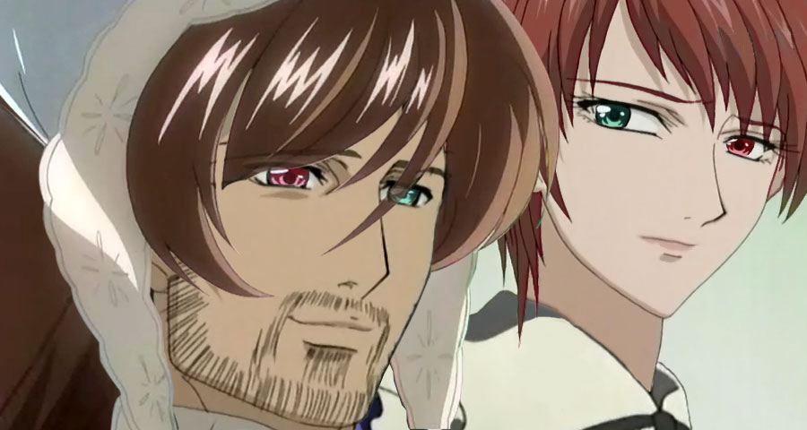 souseiseki, suiseiseki, maria-sama ga miteru, rozen maiden, anime screenshot, third-party edit, 00s, heterochromia