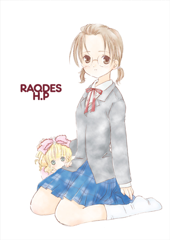 hinaichigo, sakurada nori, rozen maiden, lowres, 00s, 2girls, blonde hair, bow, glasses, multiple girls, pink bow, school uniform, serafuku, socks
