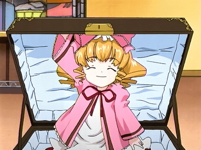 hinaichigo, rozen maiden, animated, animated gif, anime screenshot, lowres, 00s, 1girl, blonde hair, bow, female focus, pink bow, solo