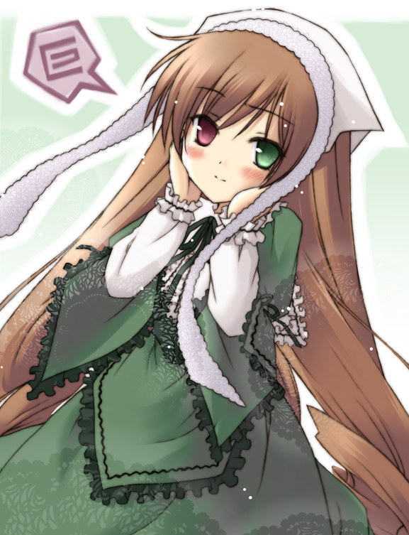 eretto, suiseiseki, rozen maiden, 00s, 1girl, female focus, headscarf, heterochromia, lolita fashion, long hair, solo, white headscarf
