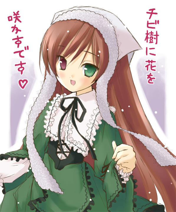 eretto, suiseiseki, rozen maiden, tagme, 00s, headscarf, heterochromia, long hair, solo, white headscarf