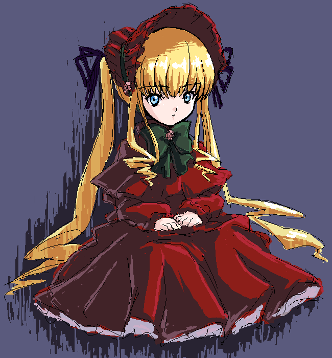 shinku, rozen maiden, 00s, 1girl, blonde hair, blue eyes, female focus, long hair, solo