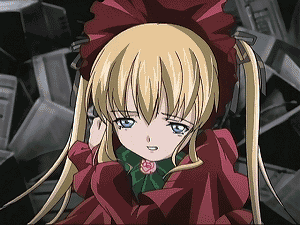 shinku, rozen maiden, animated, animated gif, anime screenshot, lowres, 00s, 1girl, blonde hair, female focus, solo