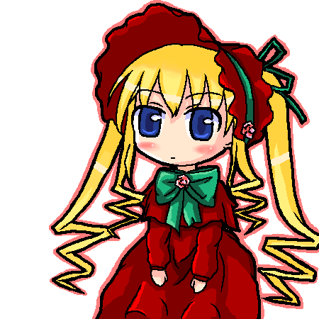 yon (haruo4444), shinku, rozen maiden, bad id, bad pixiv id, lowres, 00s, 1girl, blonde hair, blue eyes, curly hair, female focus, solo