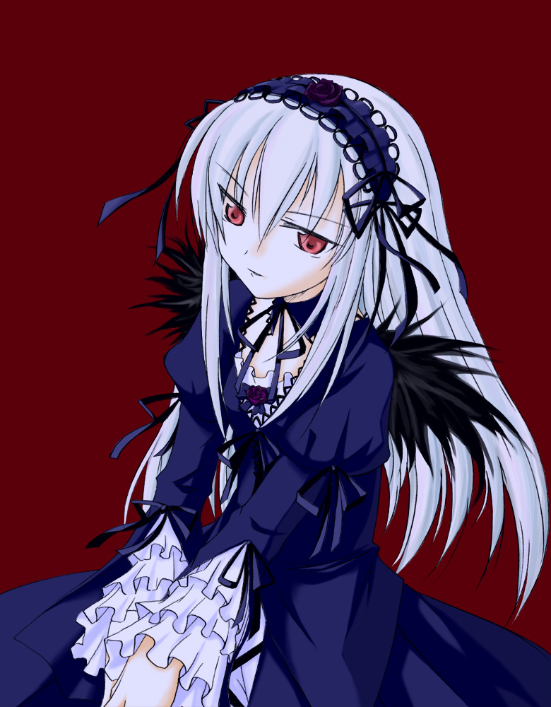 takami ryou, suigintou, rozen maiden, 00s, 1girl, female focus, red eyes, solo, white hair
