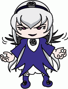 suigintou, rozen maiden, silver hair, animated, animated gif, lowres, 00s, 1girl, black flower, black rose, blue dress, boots, dress, female focus, flower, full body, hairband, lolita hairband, long sleeves, looking at viewer, motion lines, pink eyes, rose, simple background, solo, standing, white background