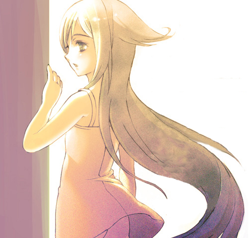 saya (saya no uta), saya no uta, tagme, green hair, long hair, solo, very long hair