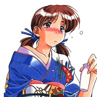 kai tomohisa, adachi taeko, sentimental graffiti, lowres, 1990s (style), 1girl, blush, drunk, female focus, japanese clothes, kimono, retro artstyle, single bare shoulder, solo