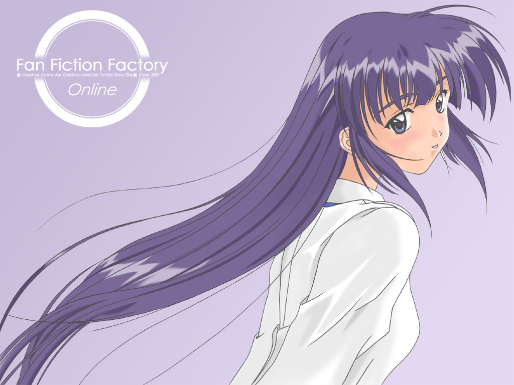 ayasaki wakana, sentimental graffiti, artist request, 1990s (style), 1girl, blouse, blunt bangs, female focus, purple background, retro artstyle, shirt, simple background, solo, white shirt