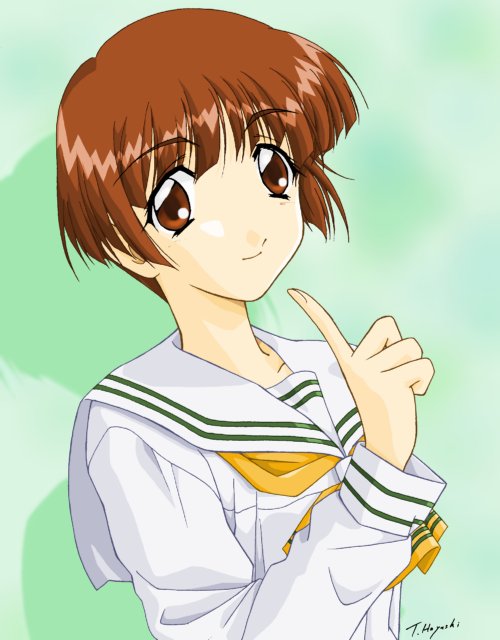 hoshino asuka, sentimental graffiti, tagme, 1990s (style), 1girl, blue background, female focus, retro artstyle, simple background, solo