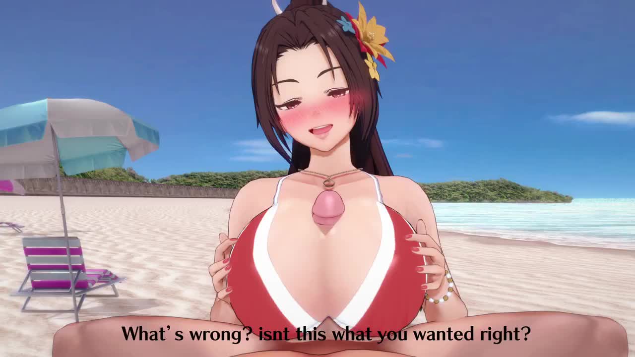 miko desh (voice actor), opennsfwsp, taplewds, shiranui mai, snk, the king of fighters, animated, slideshow animation, sound, tagme, video, 3d, beach, breasts, condom, cum, cum on body, cum on breasts, cum on upper body, netorare, nipples, paizuri, penis