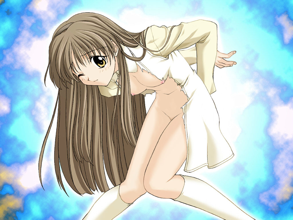hizuki ayaka, memories off, 1girl, breasts, female focus, nipples, nude, open clothes, open shirt, shirt, small breasts, solo, tears, torn clothes