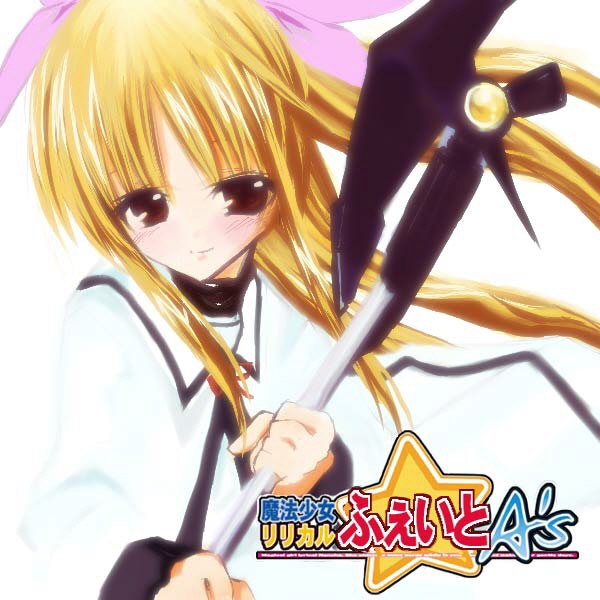 bardiche (assault form) (nanoha), bardiche (nanoha), fate testarossa, lyrical nanoha, mahou shoujo lyrical nanoha, mahou shoujo lyrical nanoha a's, 00s, 1girl, blonde hair, female focus, solo