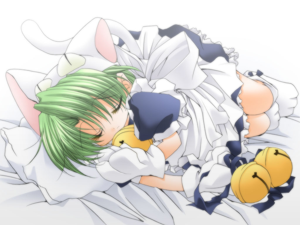 dejiko, di gi charat, animal ears, bell, cat ears, closed eyes, sleeping, solo