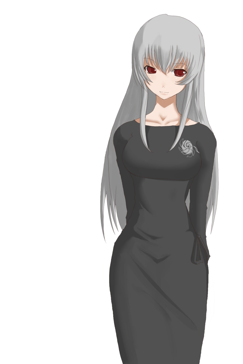 suigintou, rozen maiden, silver hair, highres, 00s, dress, red eyes, solo