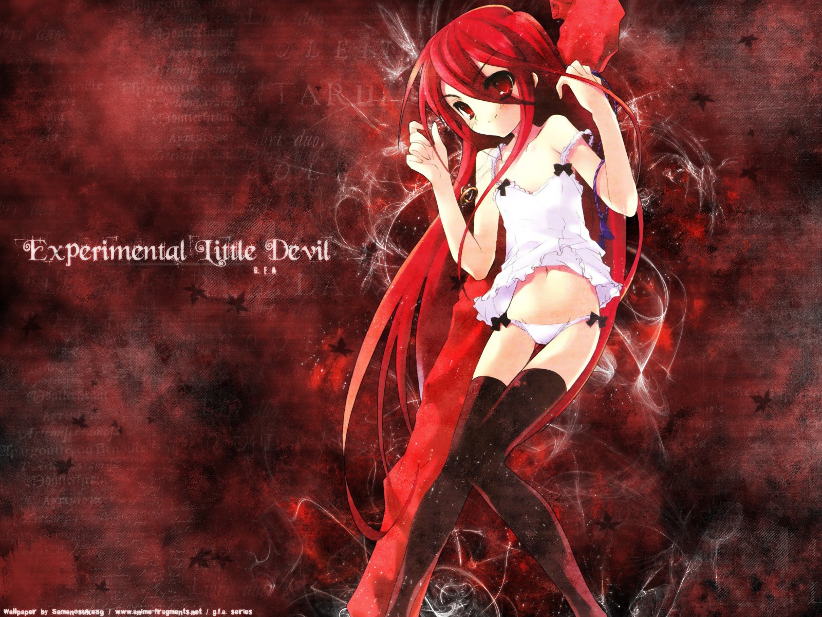 ito noizi, alastor (shakugan no shana), shana, shakugan no shana, highres, 00s, 1girl, female focus, jewelry, loli, pendant, red hair, solo, thighhighs