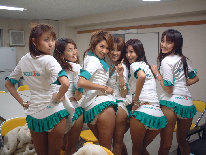 photo (medium), 6+girls, asian, ass, everyone, hip focus, legs, lineup, microskirt, miniskirt, multiple girls, panties, skirt, smile, underwear