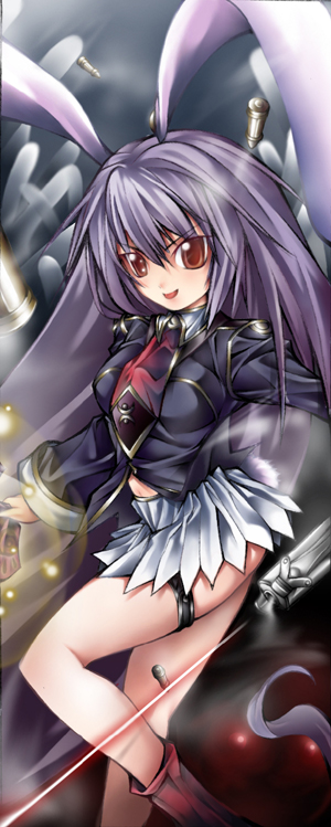 chaotic-unknown, reisen udongein inaba, touhou, 1girl, animal ears, chaoticunknown, female focus, laser, laser pointer projection, rabbit ears, solo