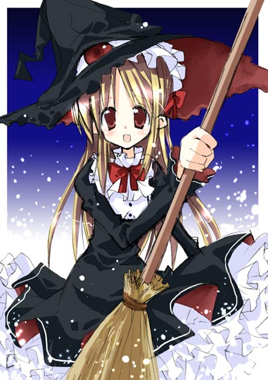 takasaki yuuki, azuma hatsumi, lilith (yamibou), yami to boushi to hon no tabibito, 1girl, blush, broom, cosplay, dress, female focus, happy, hat, lilith (cosplay), lilith (yamibou) (cosplay), looking at viewer, open mouth, smile, solo, witch hat