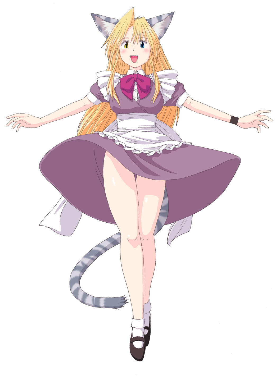 katou (katohayabusa), highres, 1girl, animal ears, black shoes, cat ears, female focus, maid, shoes, solo