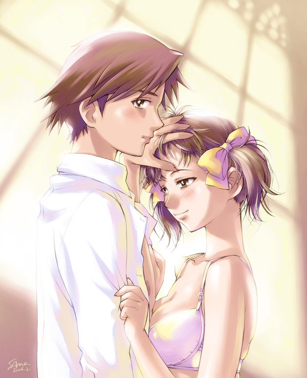 sameha ikuya, fukuzawa yumi, fukuzawa yuuki, maria-sama ga miteru, 00s, 1boy, 1girl, bra, brother and sister, lingerie, siblings, underwear