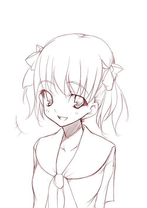 nakamura kusata, fukuzawa yumi, maria-sama ga miteru, tagme, 00s, monochrome, sketch, solo