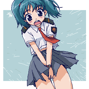 honjo mikaze, stratos 4, lowres, 00s, pleated skirt, school uniform, serafuku, skirt, solo, wind, wind lift