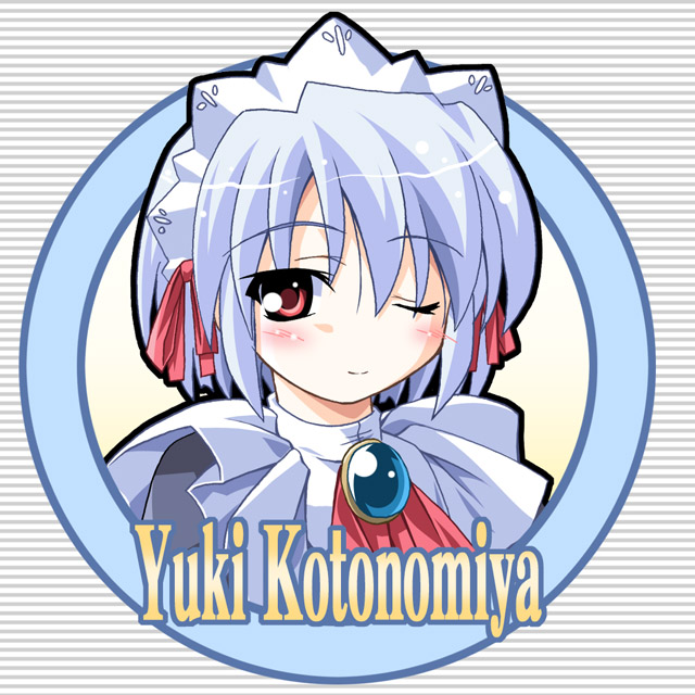 kotonomiya yuki, suigetsu, 1girl, female focus, maid, one eye closed, solo, wink