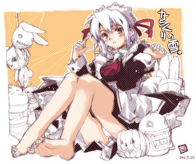 shaa, kotonomiya yuki, karakuri circus, suigetsu, barefoot, feet, maid, puppet, solo