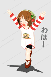 ekkusu kyuuzu, waha, yamato suzuran, suigetsu, animated, animated gif, lowres, 1girl, 3d, ^ ^, closed eyes, female focus, flower, lily of the valley, running, solo, waha~ (meme)