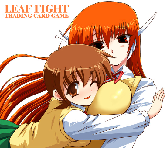 serio (to heart), leaf fight, to heart, to heart (series), tagme, 2girls, english text, multiple girls, robot ears, school uniform