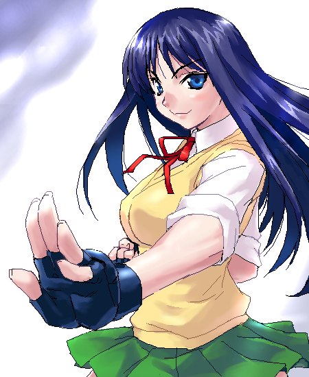 zen, kurusugawa ayaka, to heart, to heart (series), oekaki, pleated skirt, school uniform, serafuku, skirt, sleeves rolled up, solo, sweater, sweater vest, vest