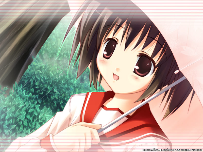 yuzuhara konomi, to heart (series), to heart 2, official art, official wallpaper, 00s, 1girl, female focus, school uniform, serafuku, solo