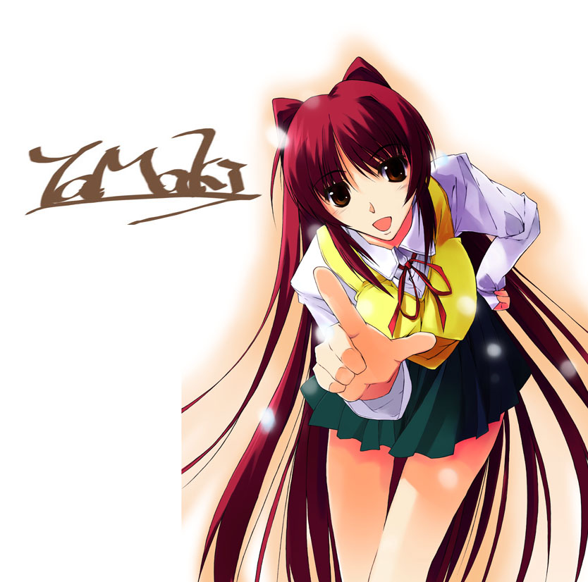 nagare hyougo, kousaka tamaki, to heart (series), to heart 2, 00s, pleated skirt, school uniform, serafuku, skirt, sweater, sweater vest, vest