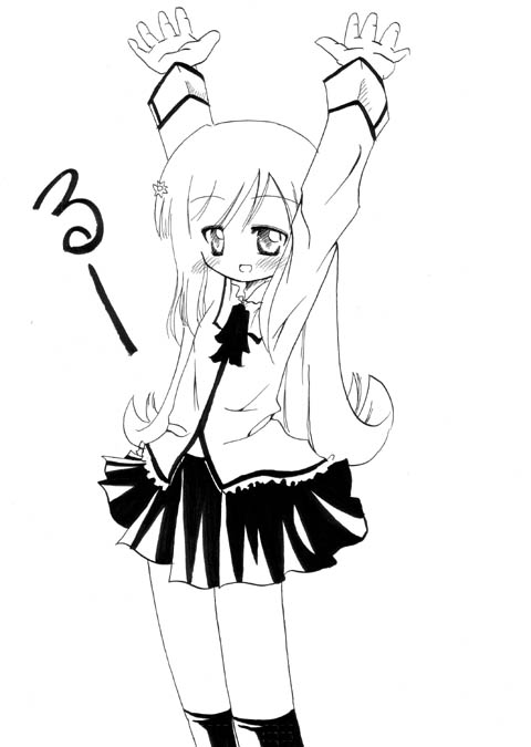 lucy maria misora, to heart (series), to heart 2, 00s, 1girl, female focus, greyscale, monochrome, school uniform, serafuku, solo