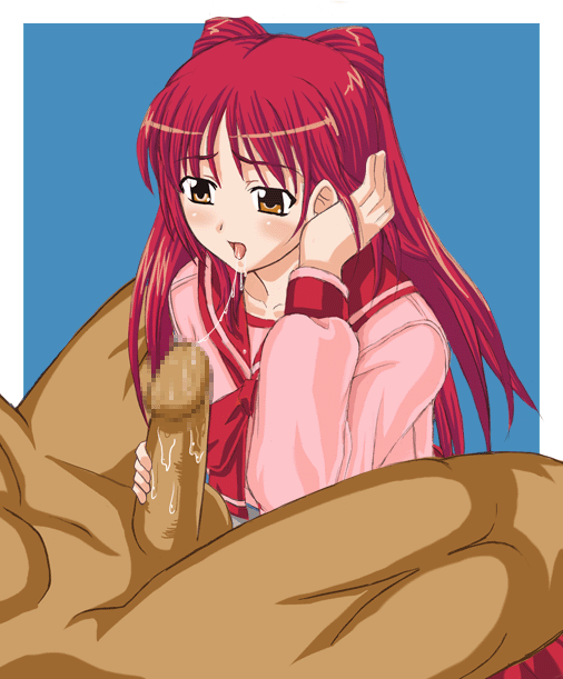 tonbidou, kousaka tamaki, to heart (series), to heart 2, 00s, 1girl, censored, fellatio, hetero, mosaic censoring, oral, penis, saliva, saliva trail, school uniform, serafuku, solo focus