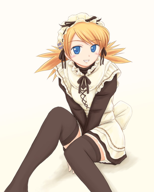 ryp, sasamori karin, to heart (series), to heart 2, 00s, 1girl, female focus, maid, solo, thighhighs