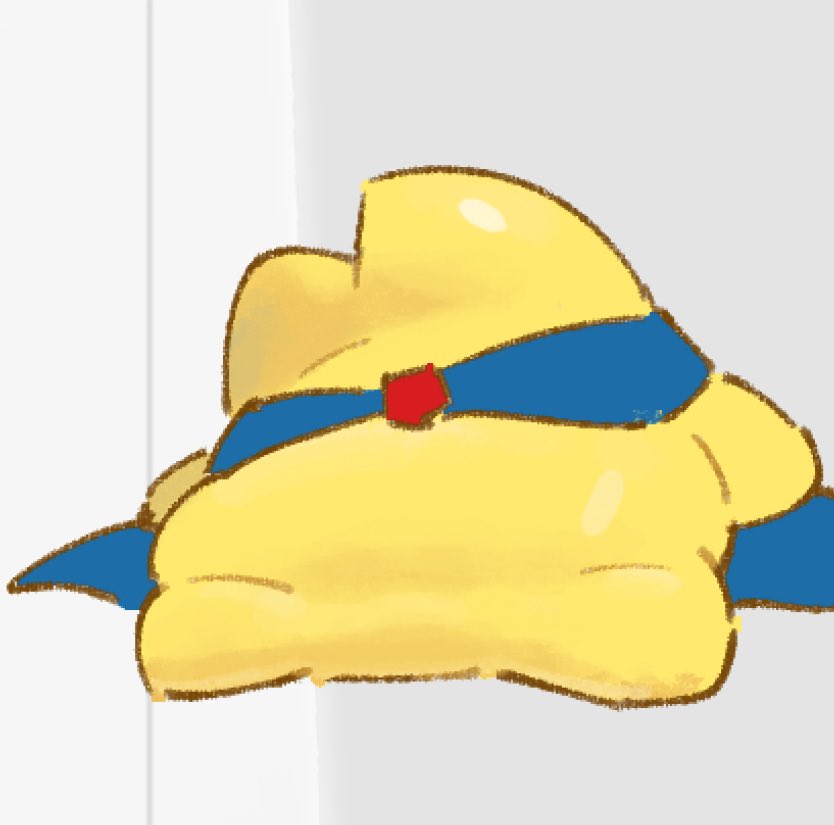 koi (nisikicoi), starman (kirby), kirby (series), kirby air ride, kirby air riders, nintendo, blue cloak, cloak, colored skin, grey background, jewelry, lying, no humans, on back, solo, spread legs, yellow skin