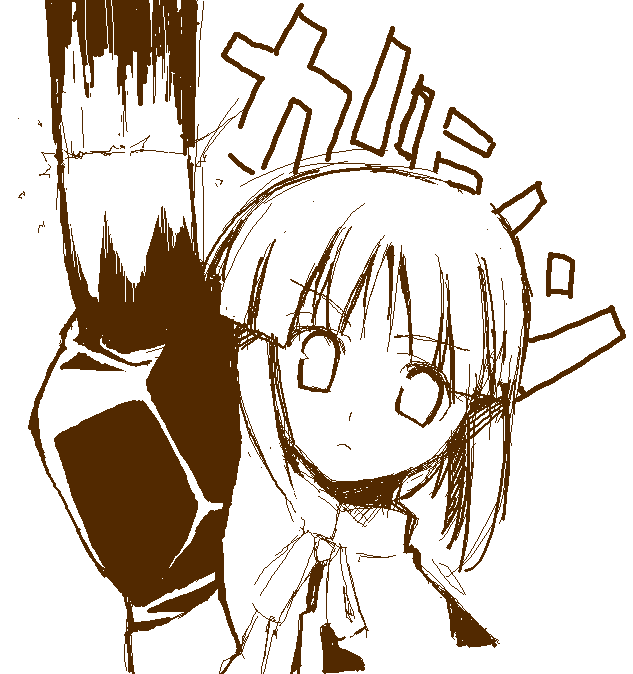 ilfa (to heart), to heart (series), to heart 2, 00s, 1girl, brown theme, female focus, monochrome, oekaki, ribbon, short hair, solo