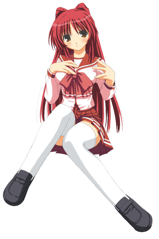 kousaka tamaki, to heart (series), to heart 2, 00s, 1girl, black shoes, female focus, long hair, shoes, solo, thighhighs