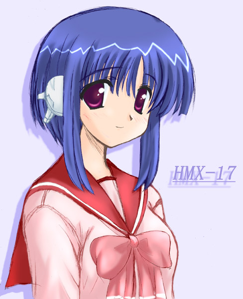 ilfa (to heart), to heart (series), to heart 2, 00s, 1girl, female focus, robot ears, school uniform, serafuku, short hair with long locks, solo