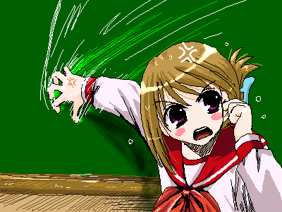 komaki manaka, to heart (series), to heart 2, lowres, 00s, 1girl, anger vein, angry, female focus, folded ponytail, solo