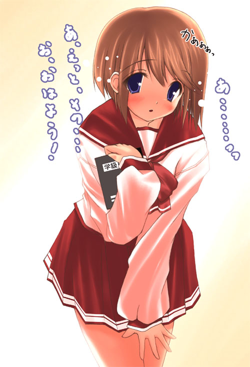 komaki manaka, to heart (series), to heart 2, 00s, 1girl, blush, female focus, pleated skirt, school uniform, serafuku, skirt, solo