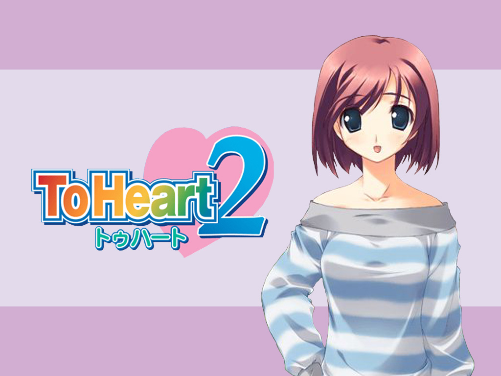 amazuyu tatsuki, reona (to heart 2), to heart (series), to heart 2, 00s, 1girl, bare shoulders, female focus, shirt, solo, striped clothes, striped shirt