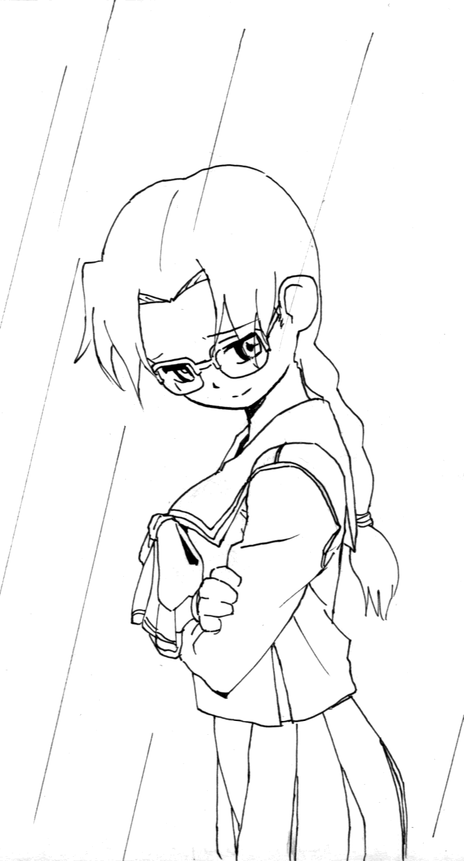 hoshina tomoko, to heart, to heart (series), highres, tagme, 1girl, female focus, greyscale, monochrome, solo, split mouth