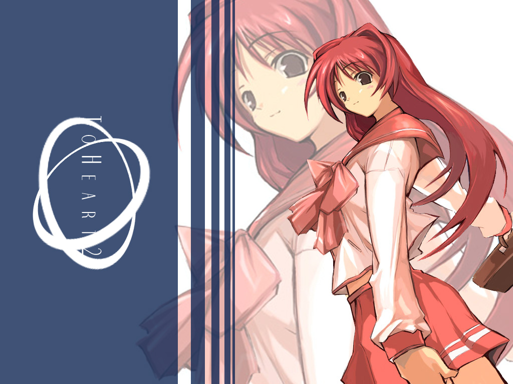 kousaka tamaki, to heart (series), to heart 2, 00s, 1girl, female focus, midriff peek, school uniform, serafuku, simple background, solo, white background