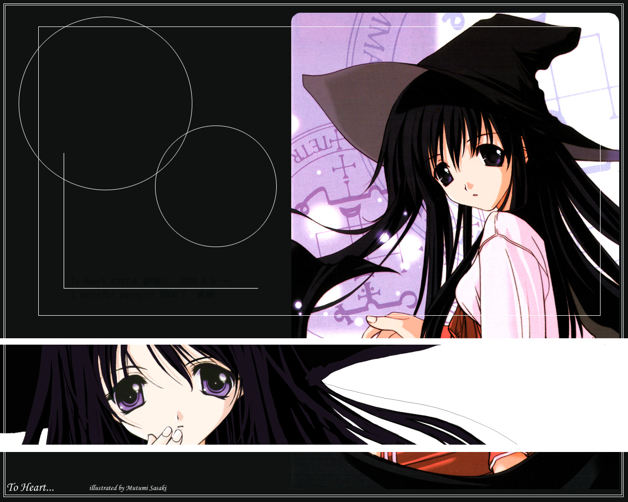 sasaki mutsumi, kurusugawa serika, to heart, to heart (series), tagme, hat, school uniform, serafuku, solo