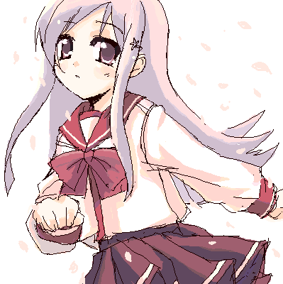 lucy maria misora, to heart (series), to heart 2, lowres, 00s, 1girl, female focus, pleated skirt, school uniform, serafuku, skirt, solo