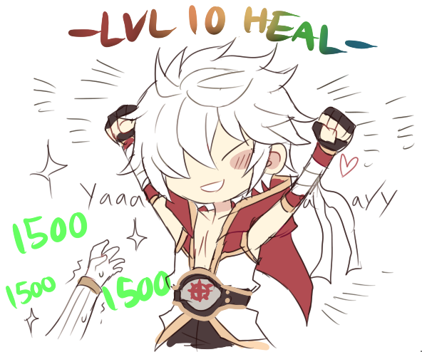 champion (ragnarok online), creator (ragnarok online), ragnarok online, commentary request, 2boys, arms up, astrarunia, belt, black gloves, championship belt, chen lio, closed eyes, coat, fingerless gloves, flamel emure, gloves, gold trim, hair over one eye, hood, hood down, hooded coat, male focus, multicolored coat, multiple boys, open mouth, red coat, short hair, simple background, sleeveless, sleeveless coat, smile, solo focus, two-tone coat, upper body, white background, white coat, white gloves, white hair