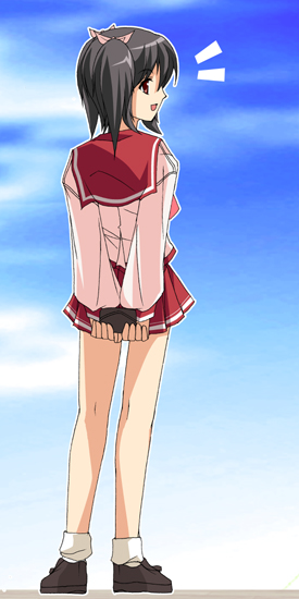 yuzuhara konomi, to heart (series), to heart 2, 00s, 1girl, female focus, pleated skirt, school uniform, serafuku, skirt, solo